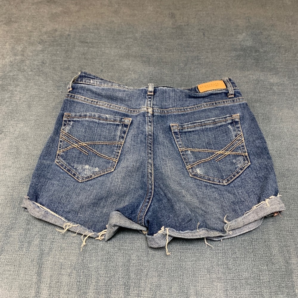 Aeropostale Shorts Womens 00 Blue Denim Cotton Stretch Distressed Cuffed Hem